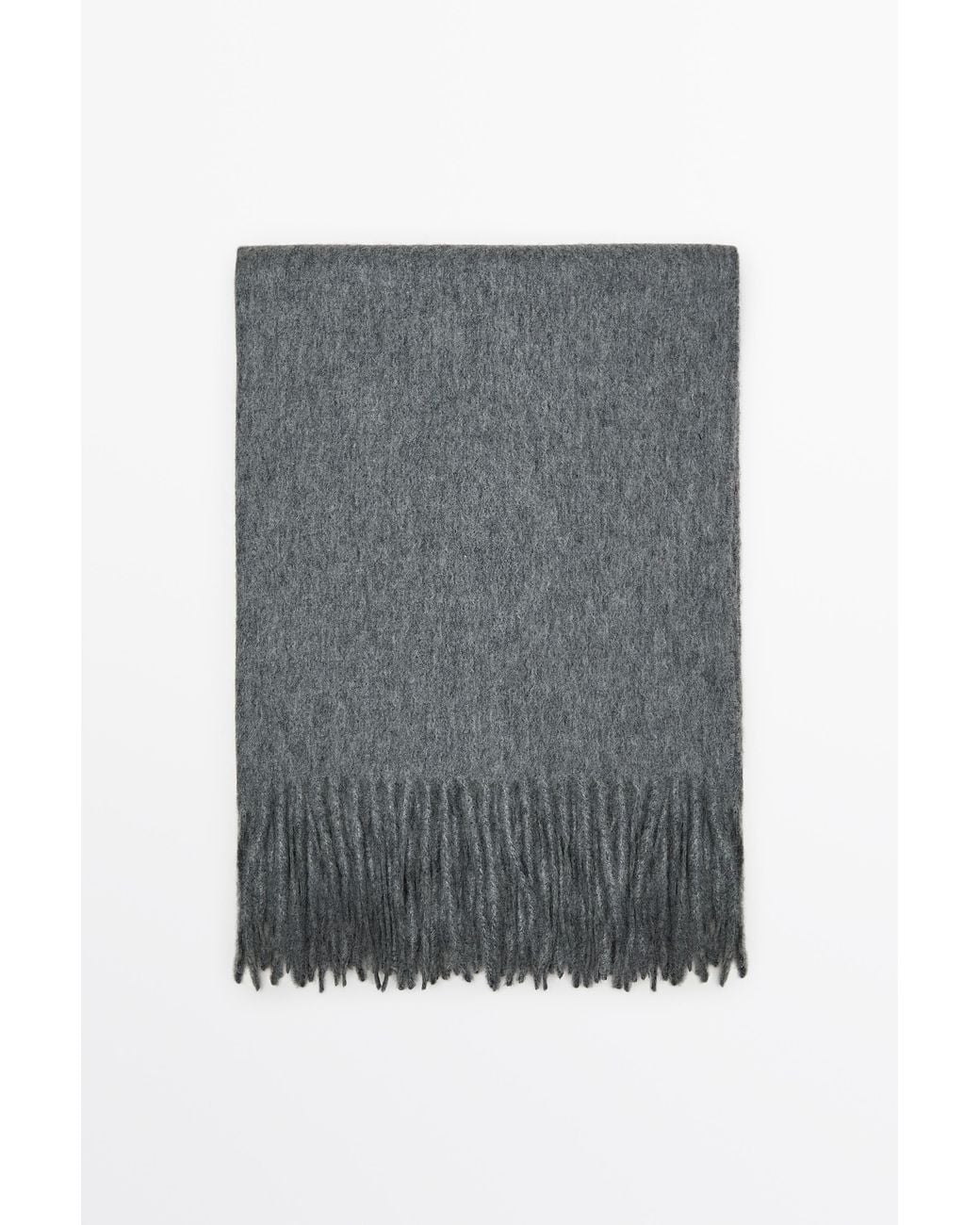 MASSIMO DUTTI Gray Wool Blend Scarf With Fringing for men