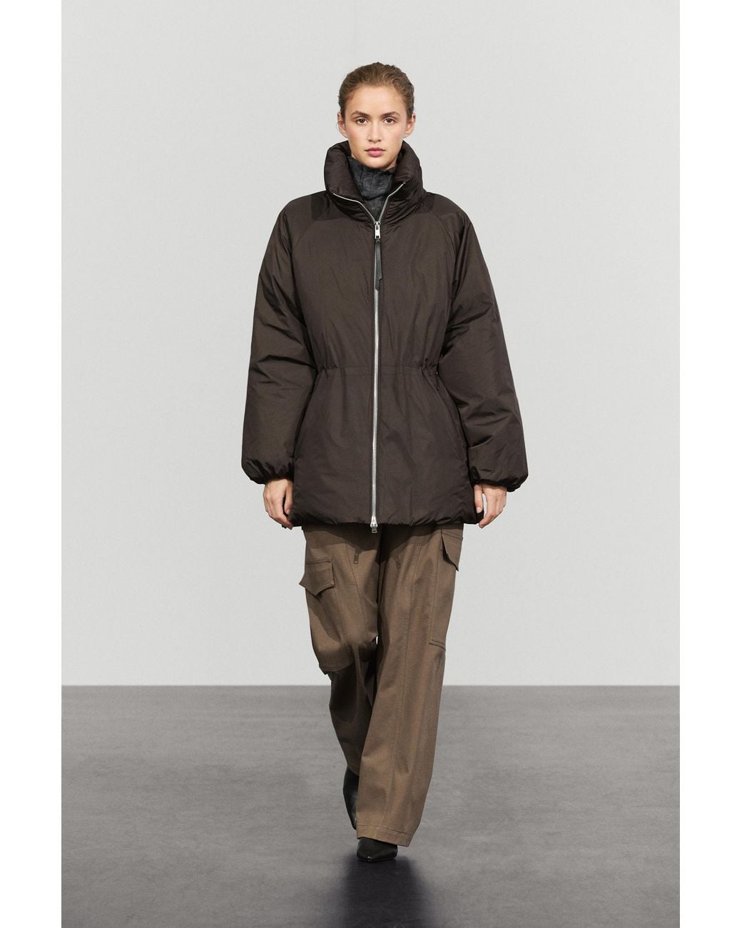 MASSIMO DUTTI Multicolor Down Jacket With Ruched Detail