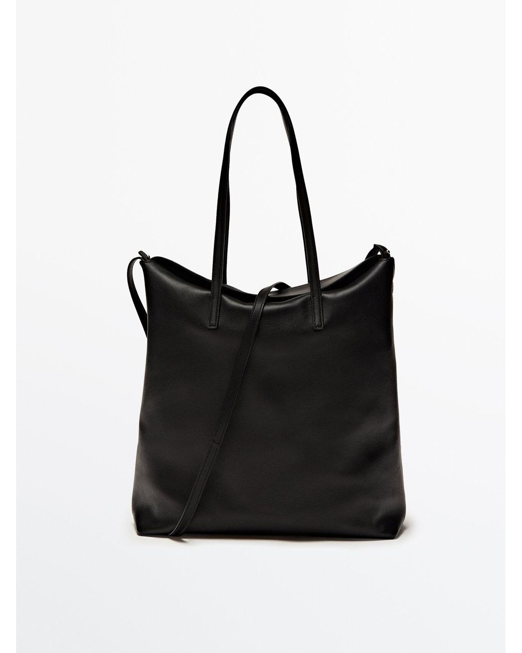MASSIMO DUTTI Nappa Leather Tote Bag With Multi-way Strap in Black | Lyst