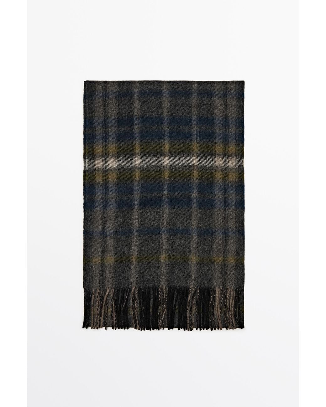 MASSIMO DUTTI Black 100% Cashmere Checked Scarf for men