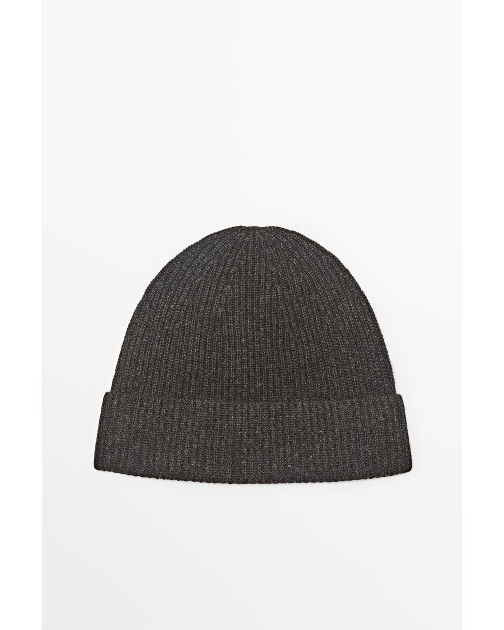 MASSIMO DUTTI Black 100% Cashmere Knit Beanie for men