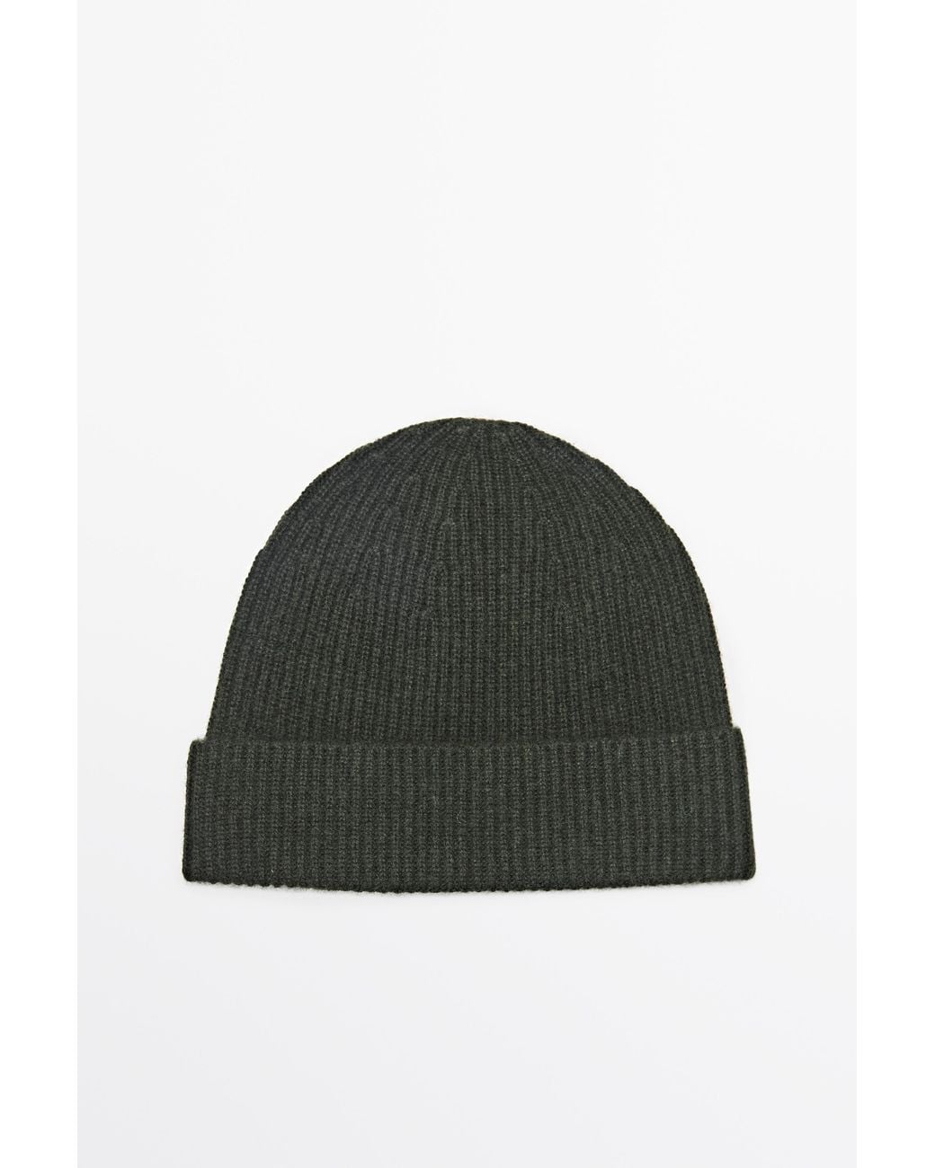MASSIMO DUTTI Green 100% Cashmere Knit Beanie for men