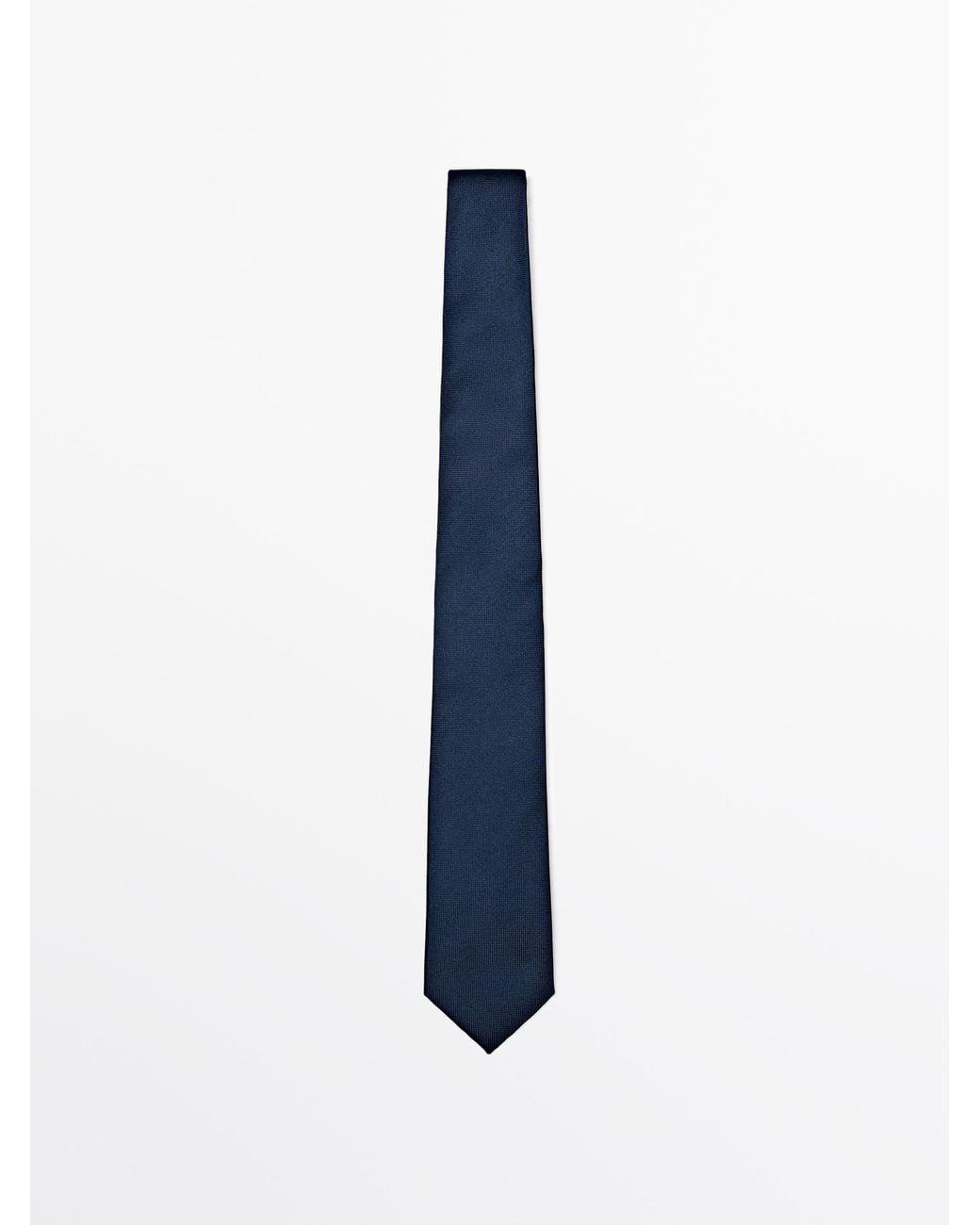 MASSIMO DUTTI Blue 100% Silk Textured Tie for men
