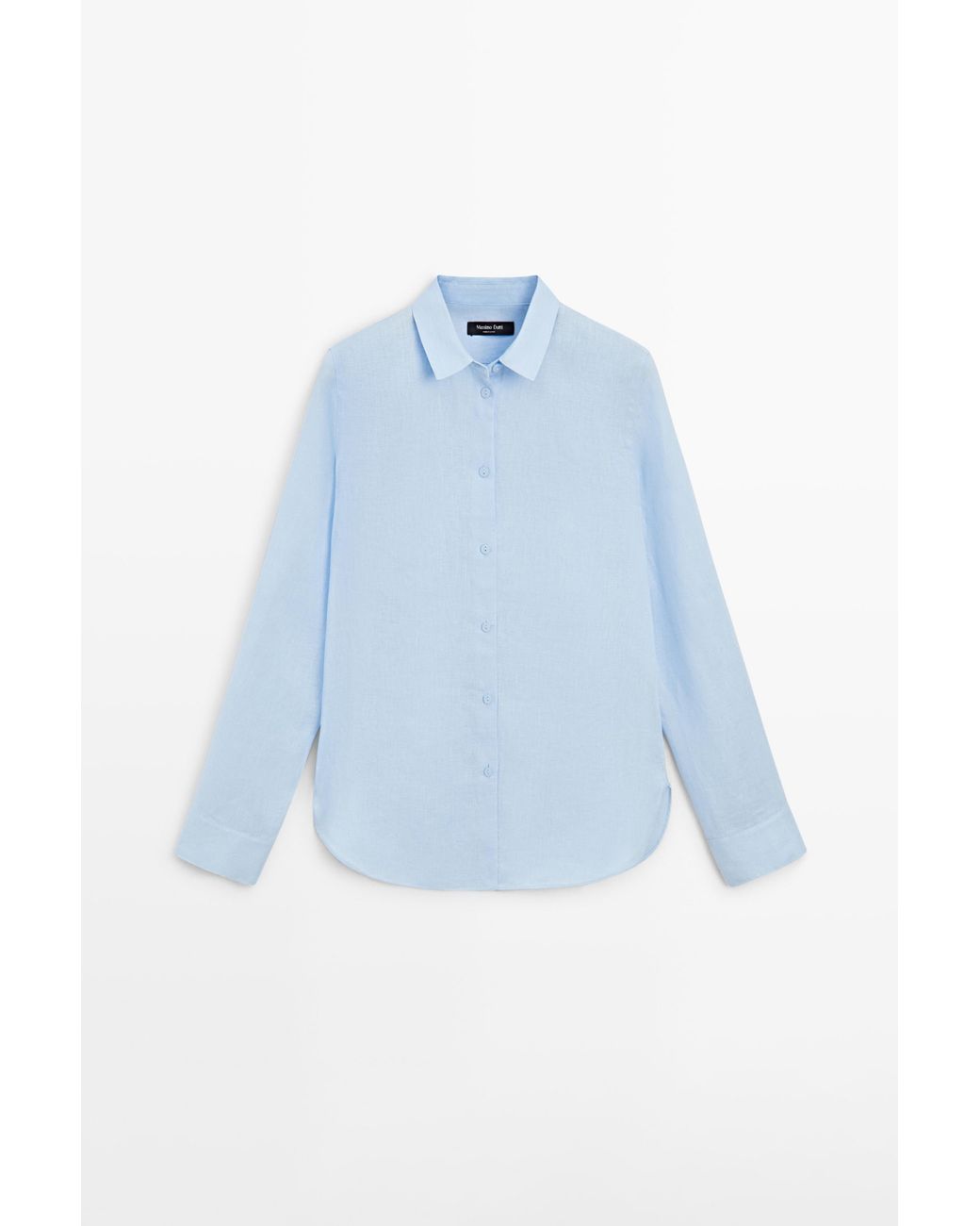 MASSIMO DUTTI Soepelvallend Linnen Overhemd in het Blue
