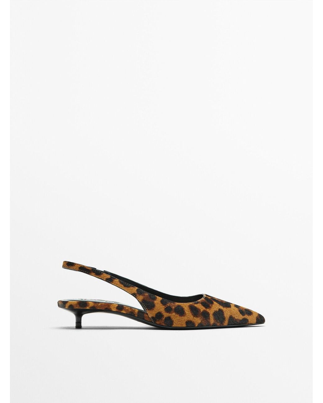 MASSIMO DUTTI High-Heel Animal Print Slingback Shoes in White | Lyst