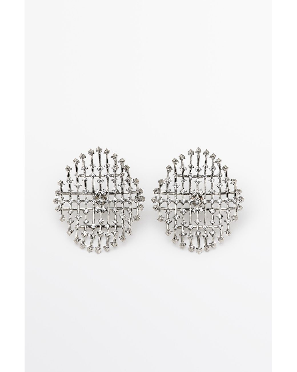 MASSIMO DUTTI Metallic Rhinestone Statement Earrings