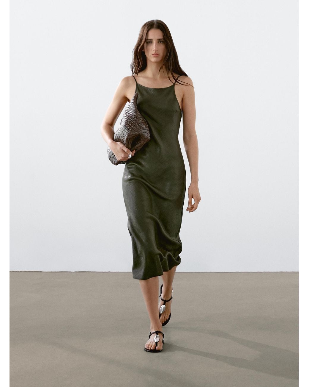 massimo dutti green asymmetric dress Massimo Dutti + Draped Asymmetric Silk Dress