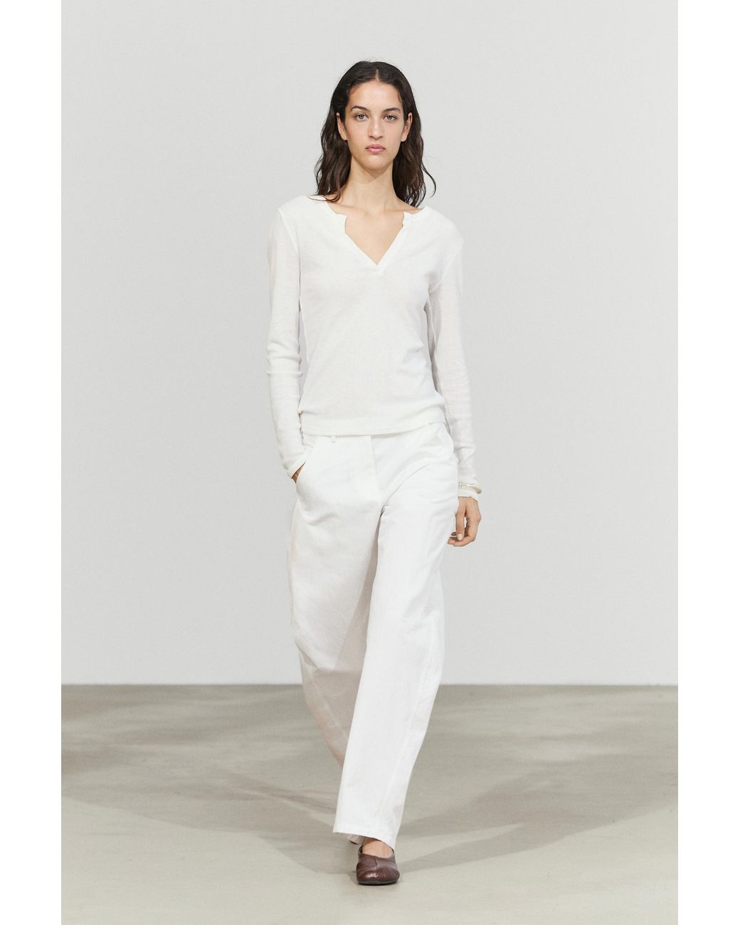 MASSIMO DUTTI White Cotton Cargo Pants
