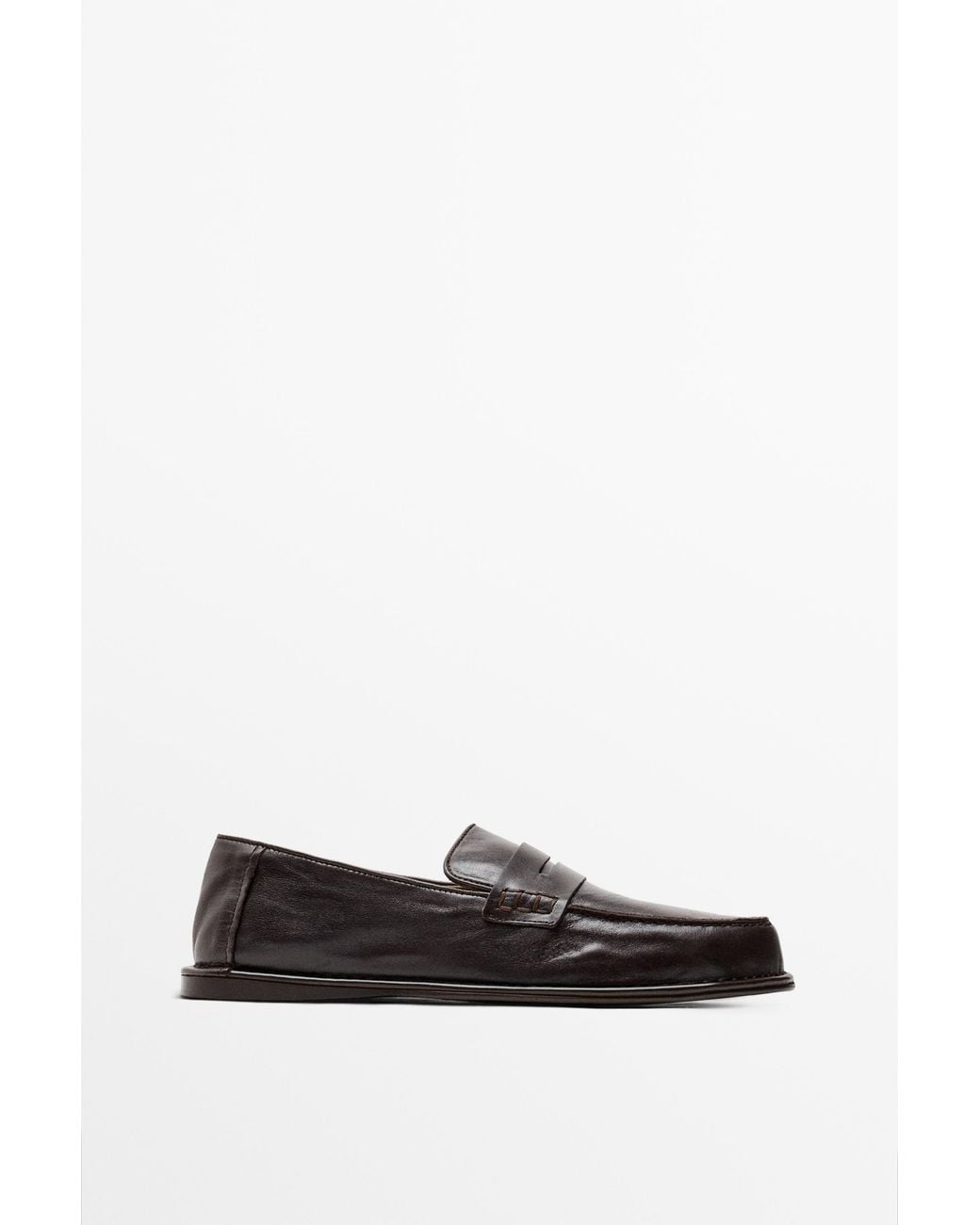 MASSIMO DUTTI White Soft Leather Penny Loafer