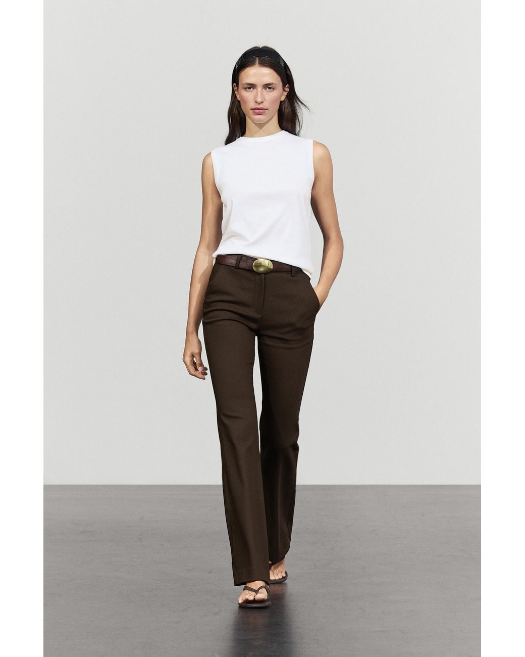 MASSIMO DUTTI White Technical Flare Fit Pants