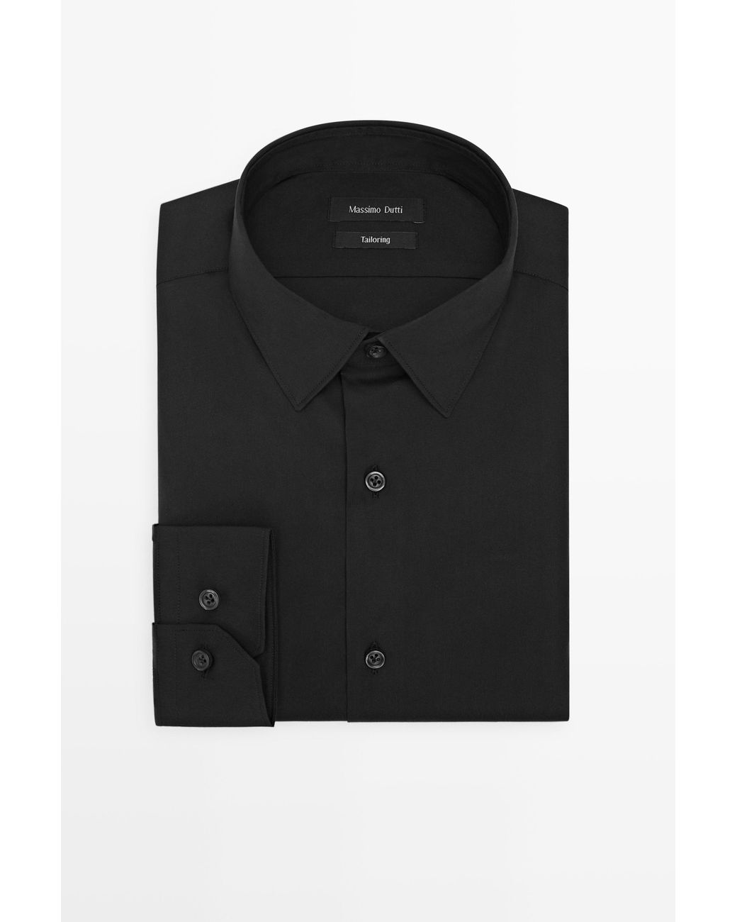 MASSIMO DUTTI Slim Fit Stretch Overhemd in het Black voor heren