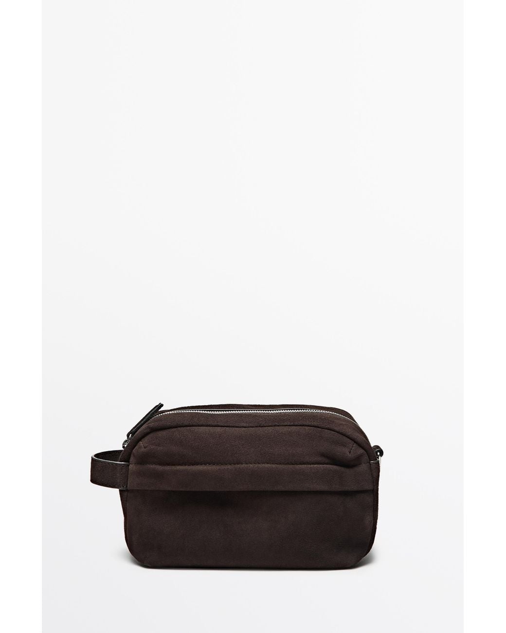 MASSIMO DUTTI Brown Suede Toiletry Bag for men