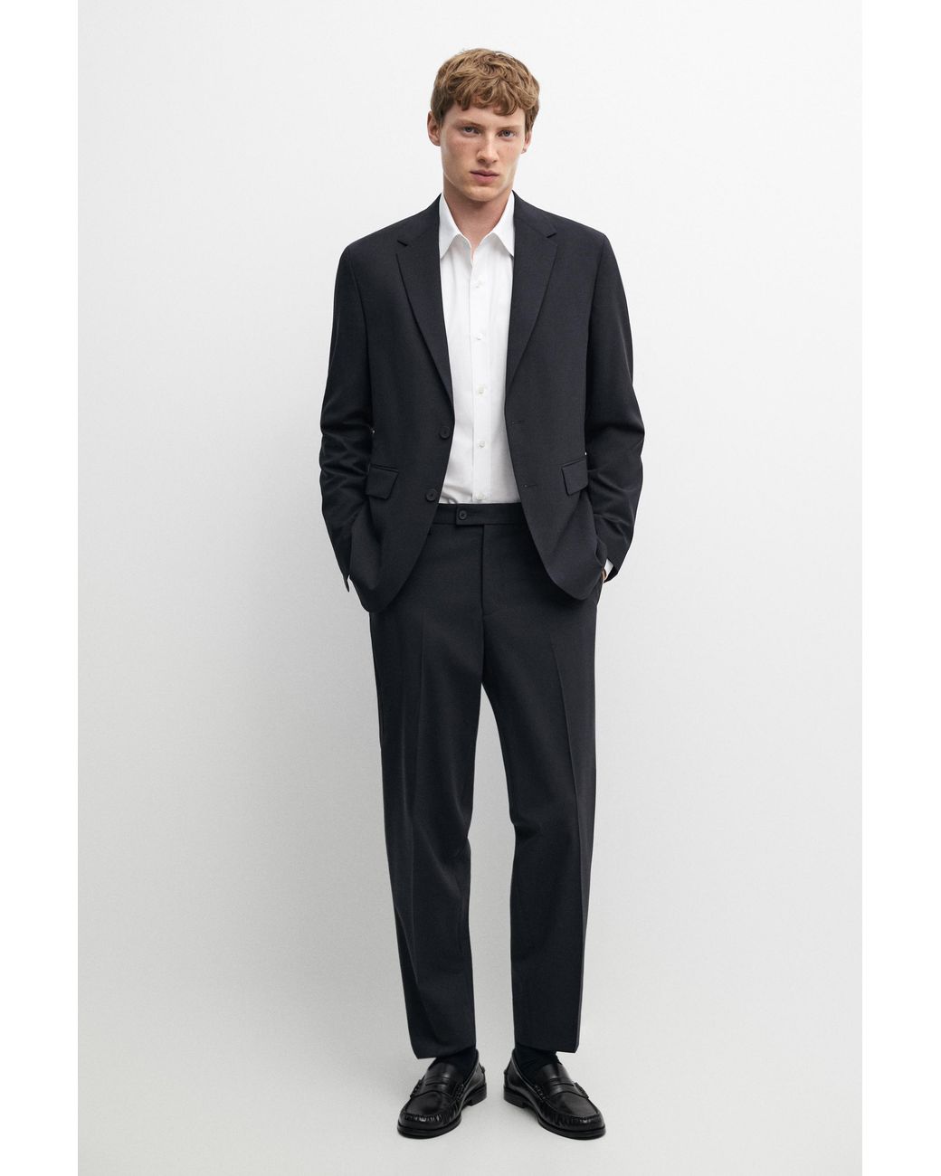 MASSIMO DUTTI Blue Wool Blend Suit Blazer for men