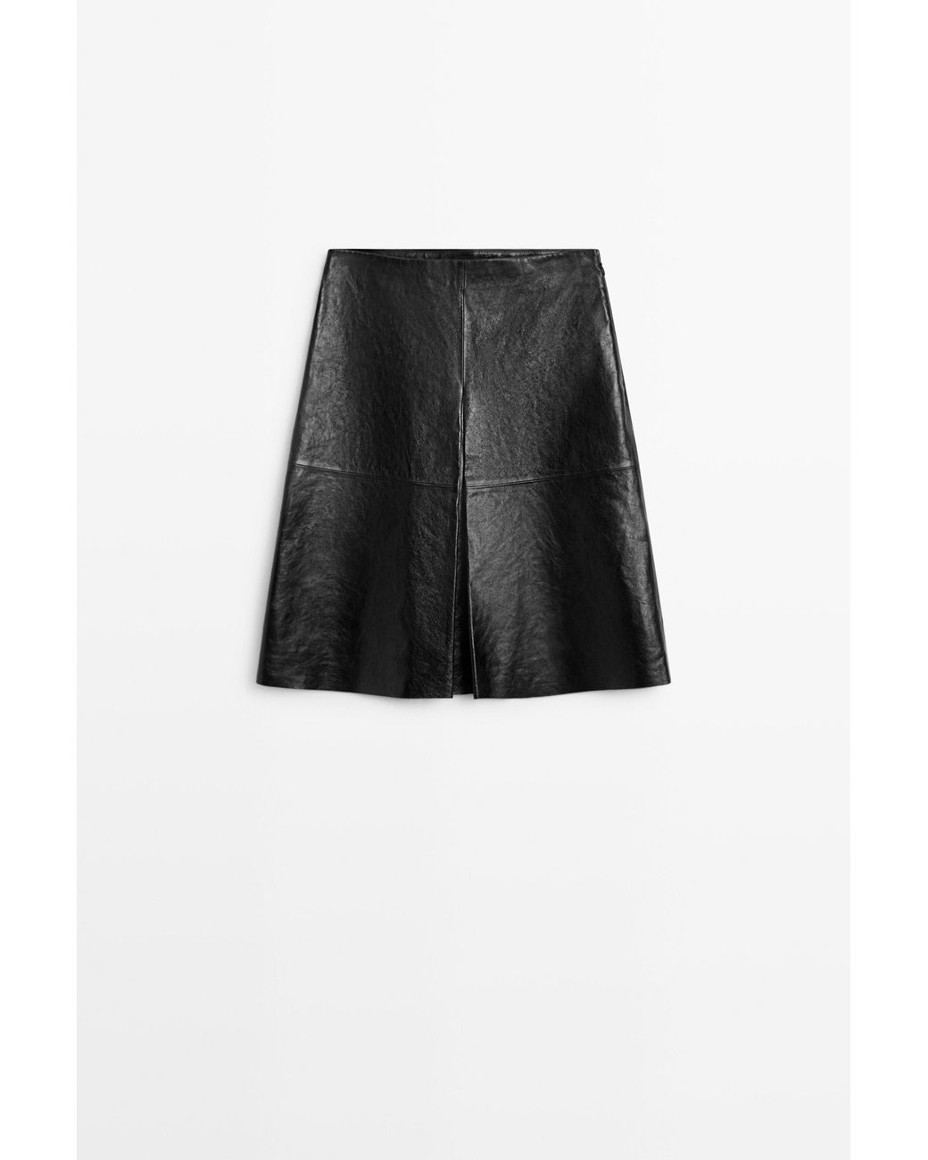 MASSIMO DUTTI Korte Nappa Leren Rok in het Black