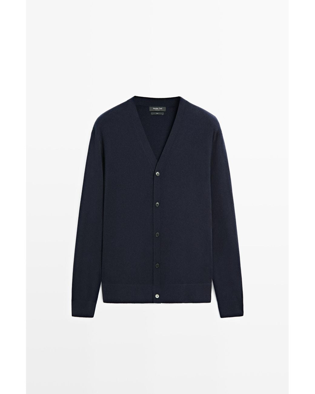 MASSIMO DUTTI Blue 100% Wool Knit Button Cardigan for men