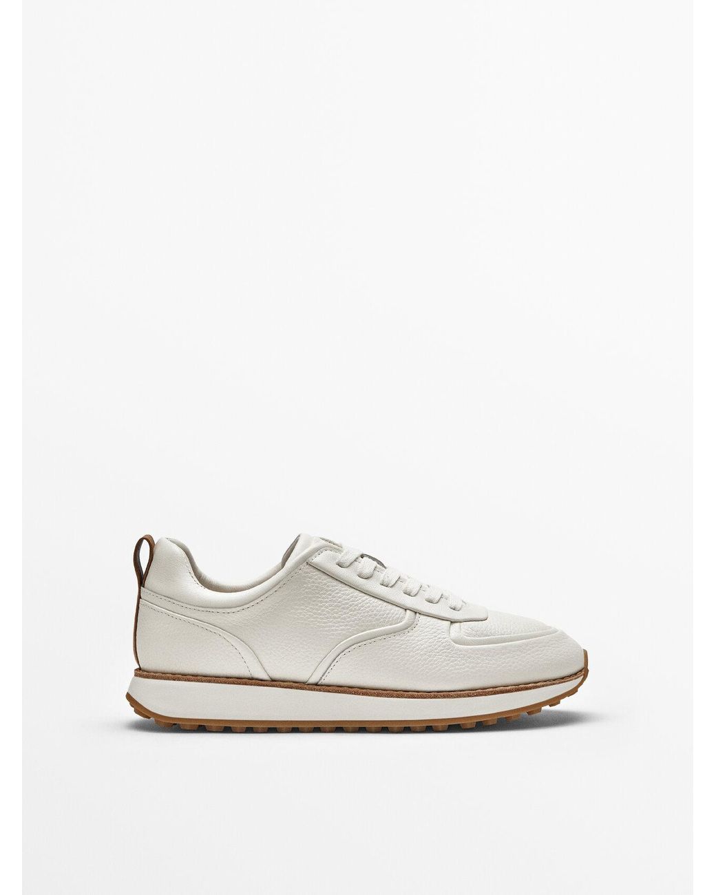 MASSIMO DUTTI Tumbled Leather Trainers in White | Lyst