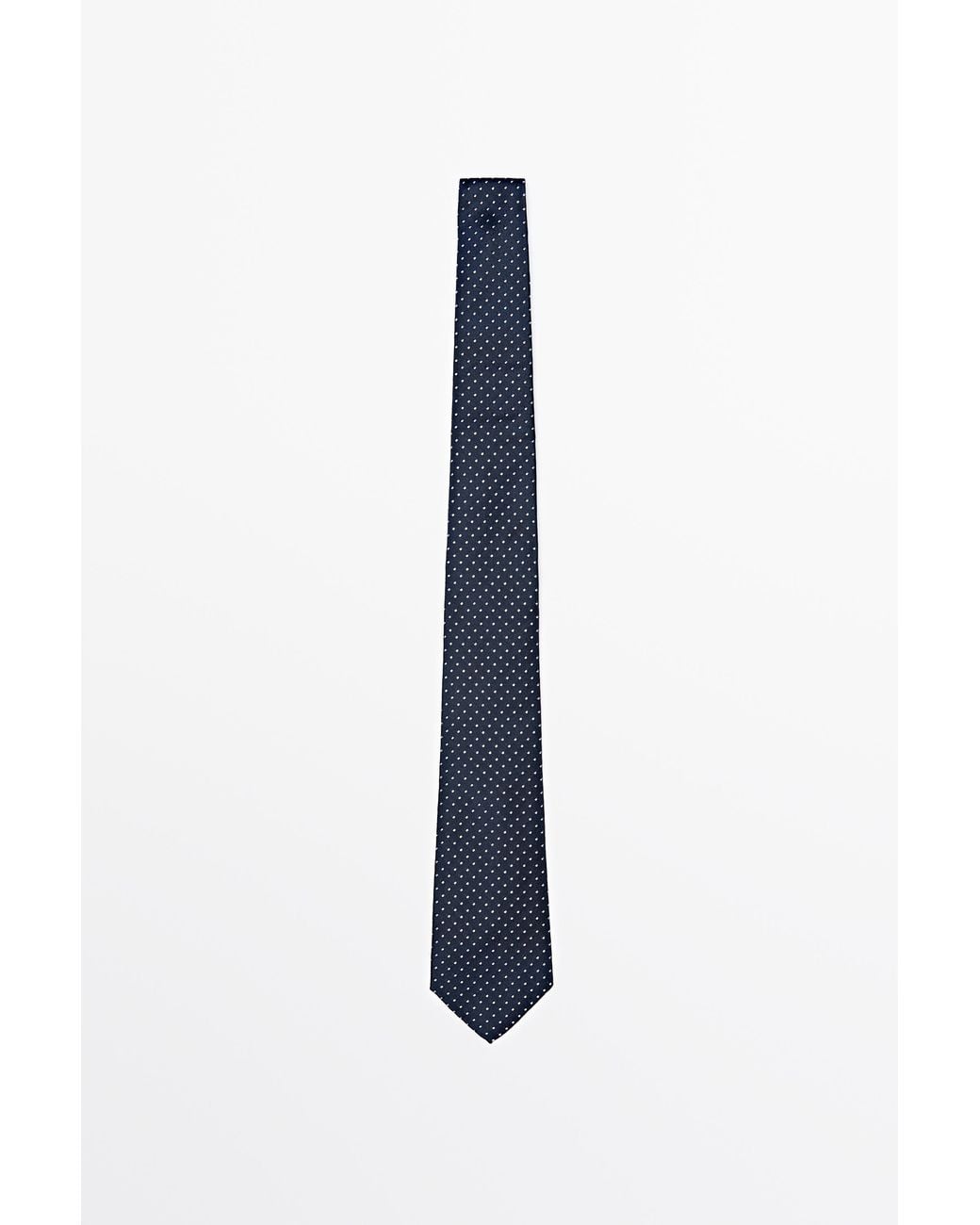 MASSIMO DUTTI Blue 100% Silk Polka Dot Tie for men