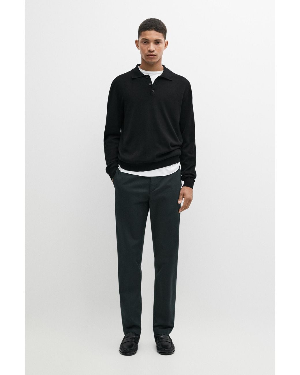 MASSIMO DUTTI Black Slim Fit Pants for men
