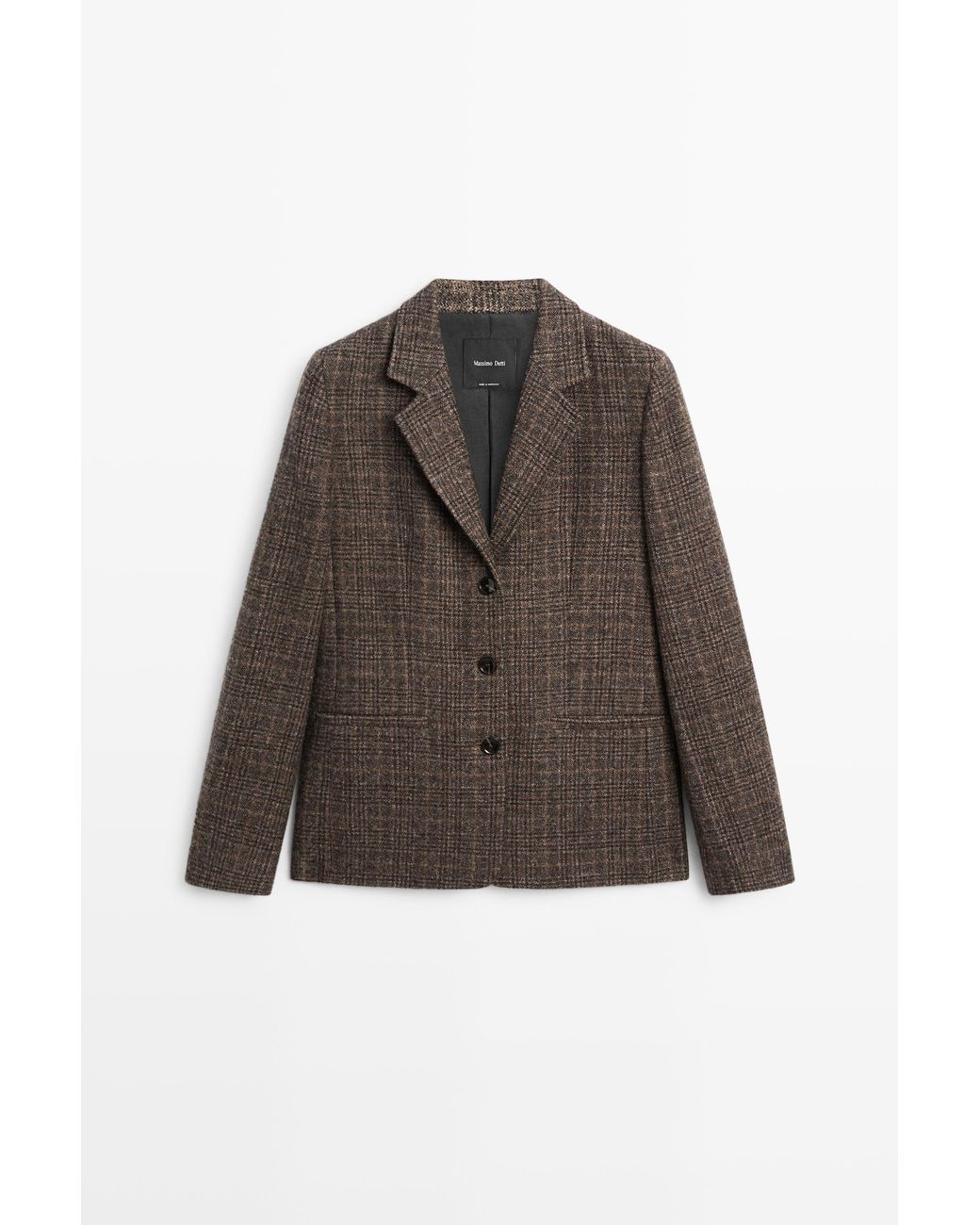 MASSIMO DUTTI Geruite 100% Wollen Blazer in het Brown
