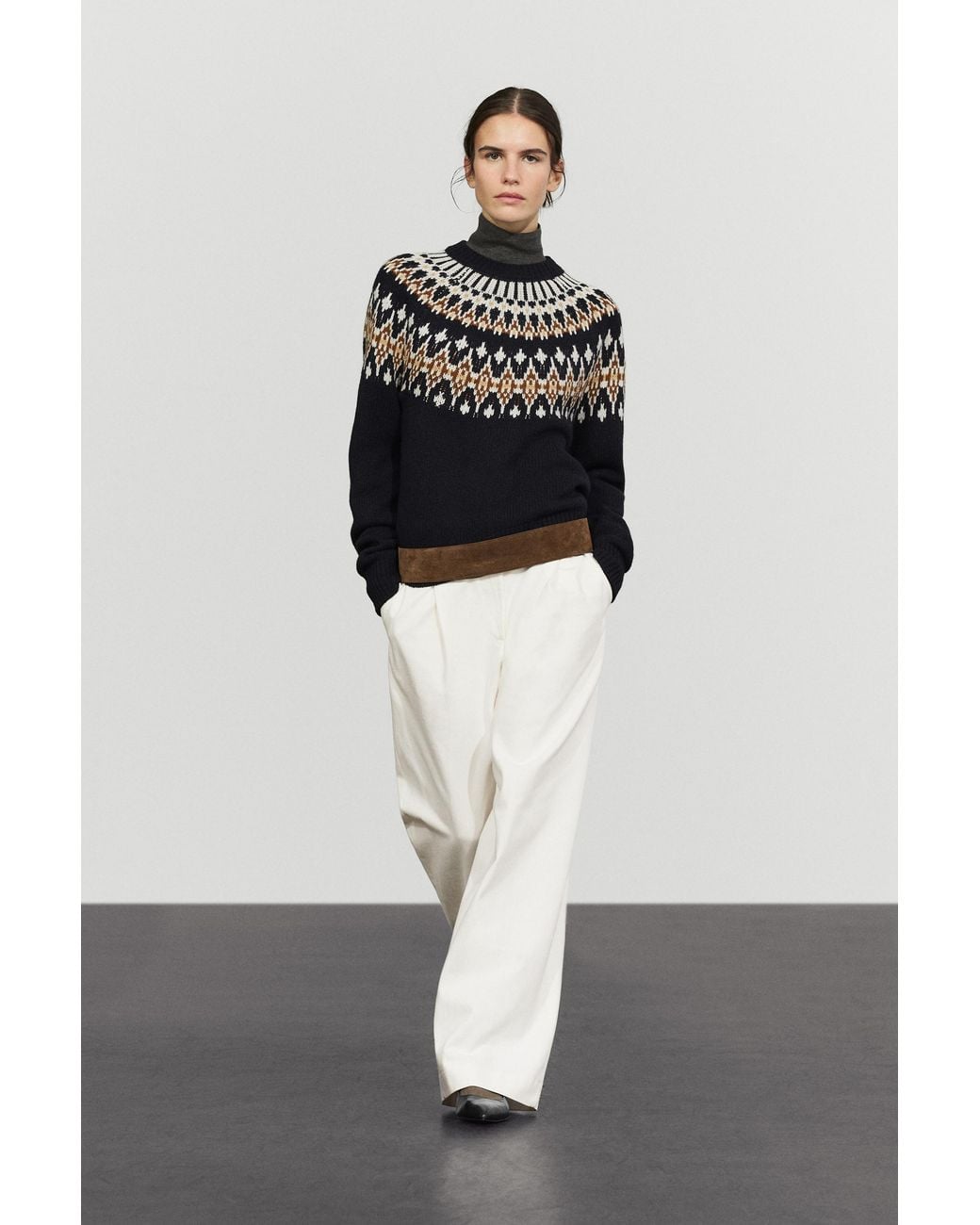 Maglia Jacquard 100% Lana di MASSIMO DUTTI in White