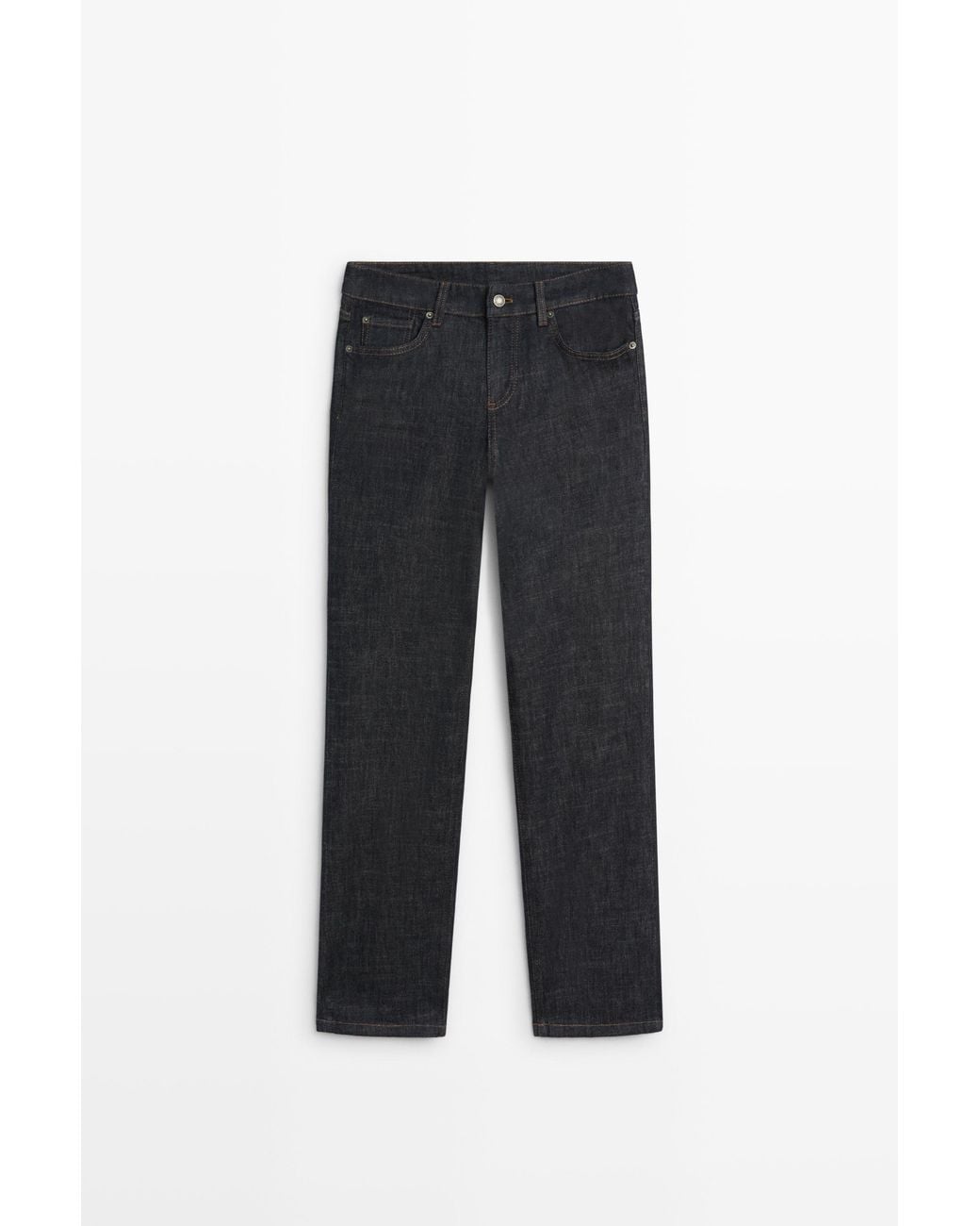 MASSIMO DUTTI Black Low-Rise Straight-Leg Jeans