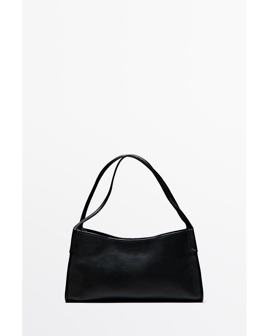 MASSIMO DUTTI Black Nappa Leather Satchel