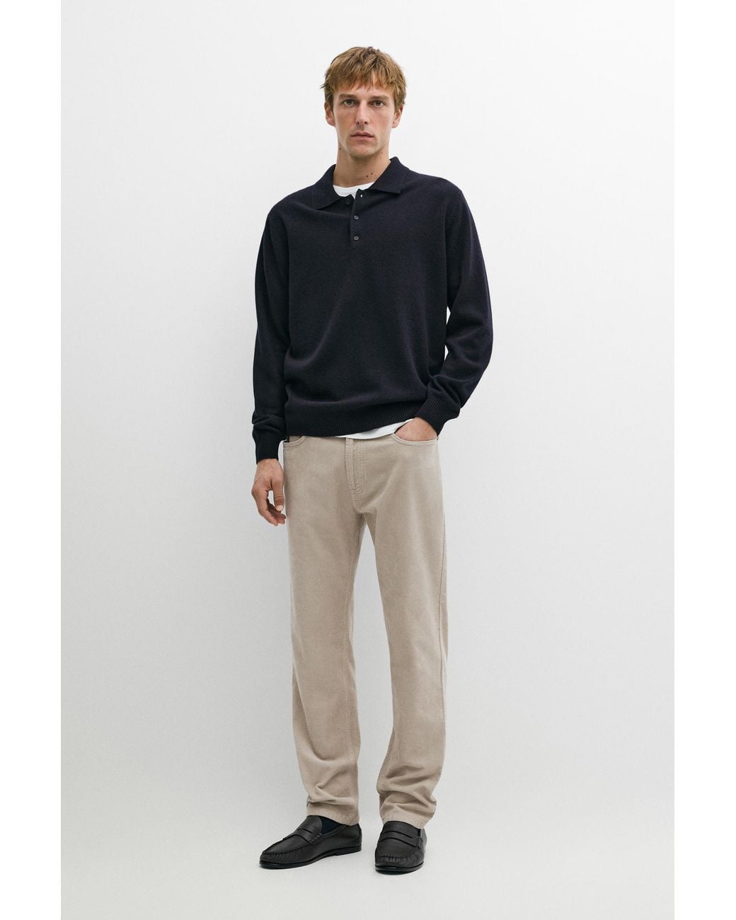 MASSIMO DUTTI Blue Corduroy Tapered Fit Pants for men