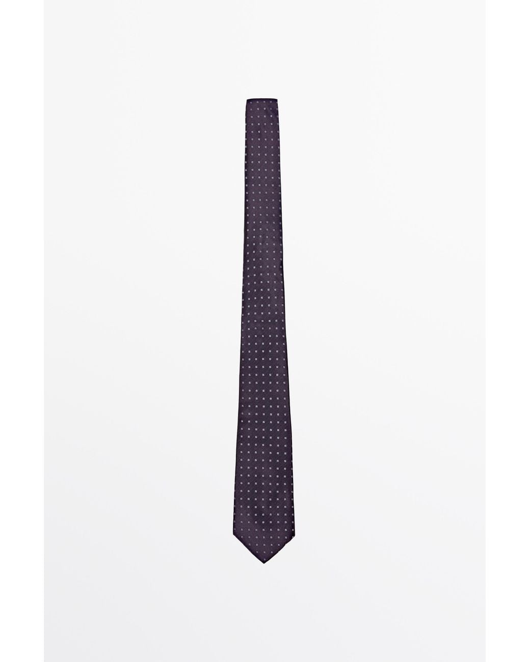 MASSIMO DUTTI Blue 100% Silk Geometric Print Tie for men