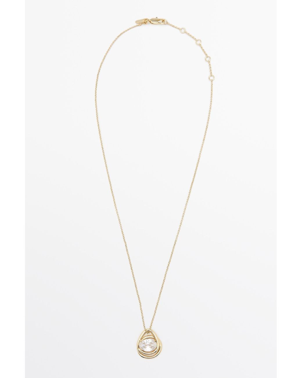 MASSIMO DUTTI White Irregular Crystal Oval Necklace