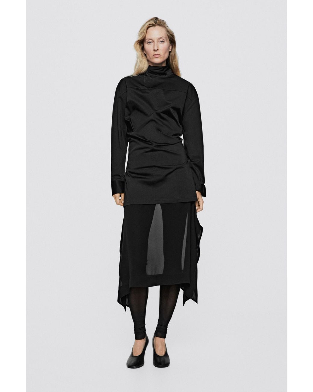 MASSIMO DUTTI Black 100% Silk Legging Pants