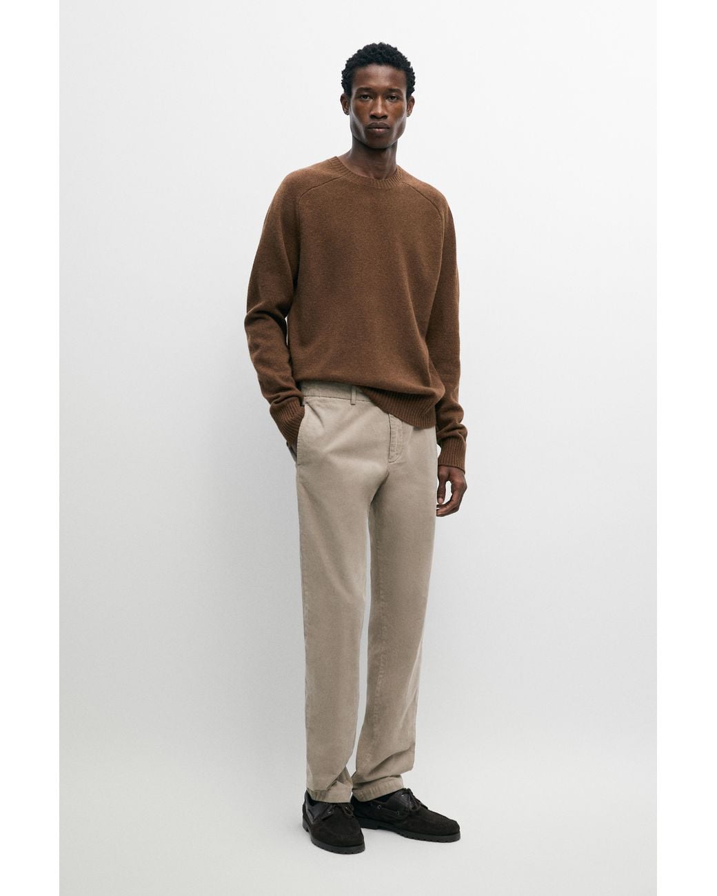 MASSIMO DUTTI Red Wool Blend Knit Sweater With Round Neck for men