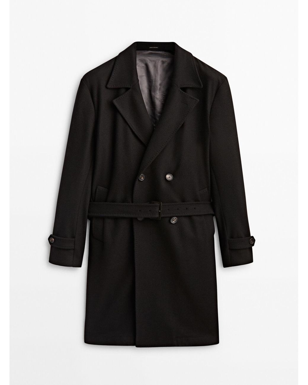 MASSIMO DUTTI Black Wool Blend Coat Limited Edition for Men Lyst