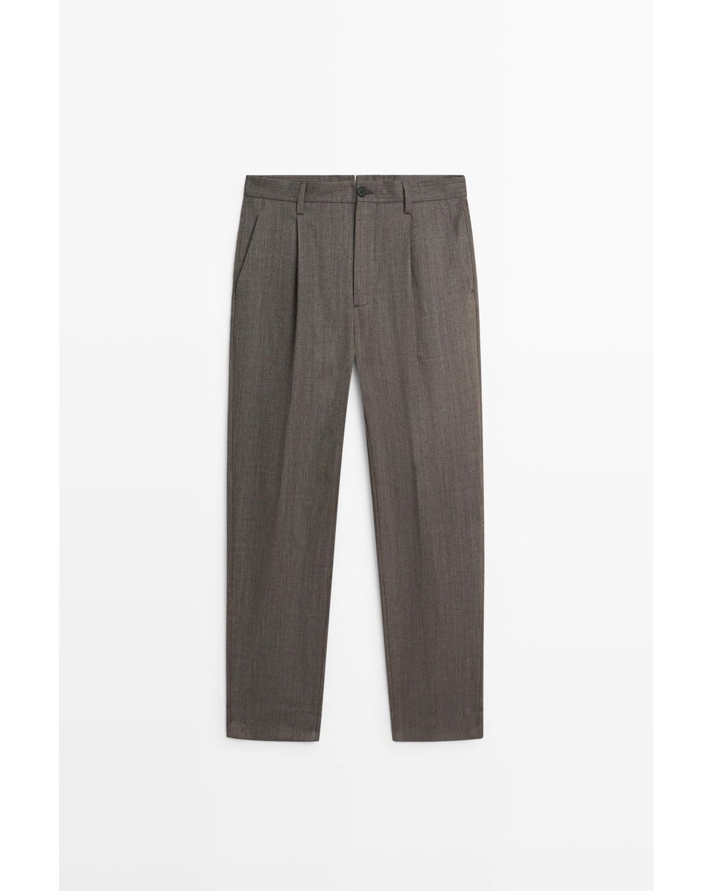 MASSIMO DUTTI Gray 100% Wool Darted Smart Pants for men