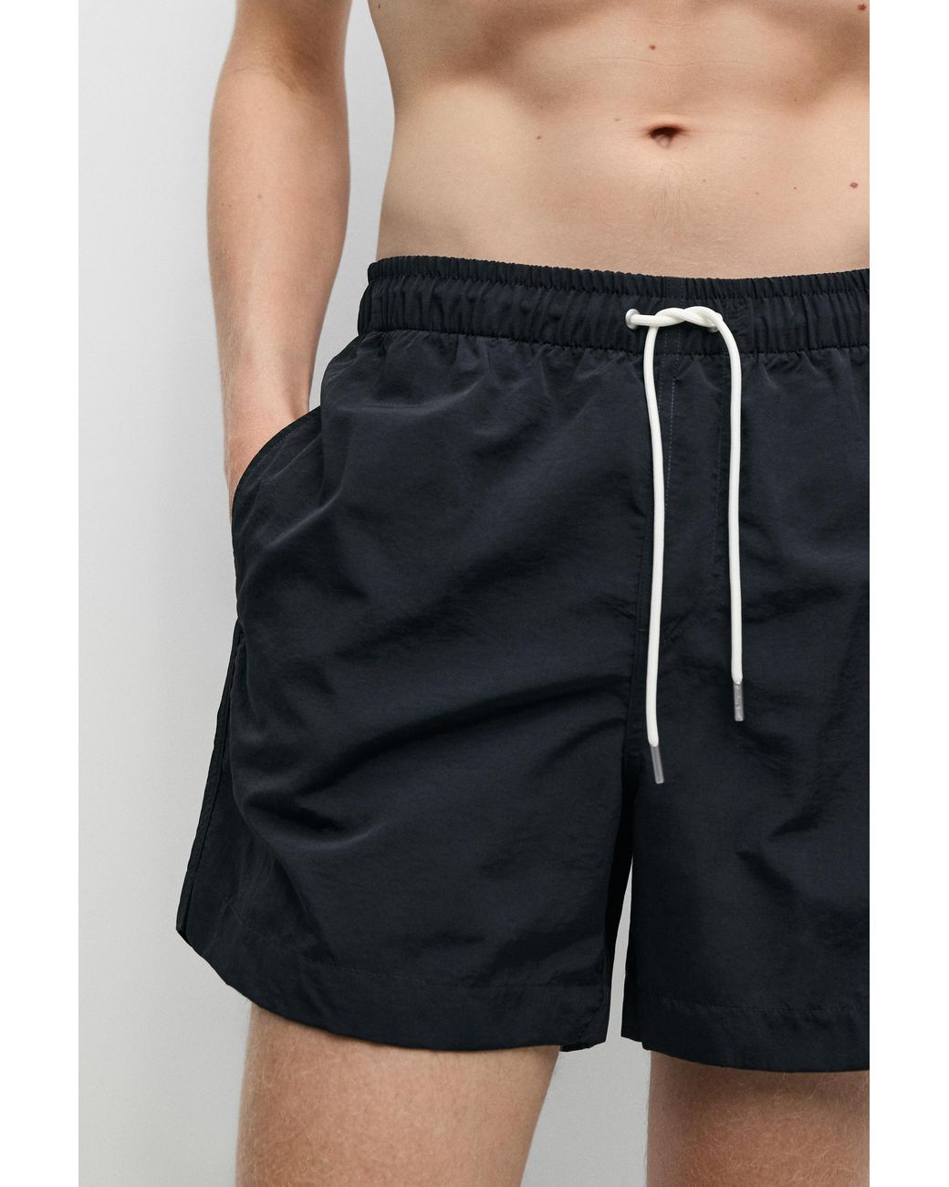 MASSIMO DUTTI Black Plain Swim Trunks for men