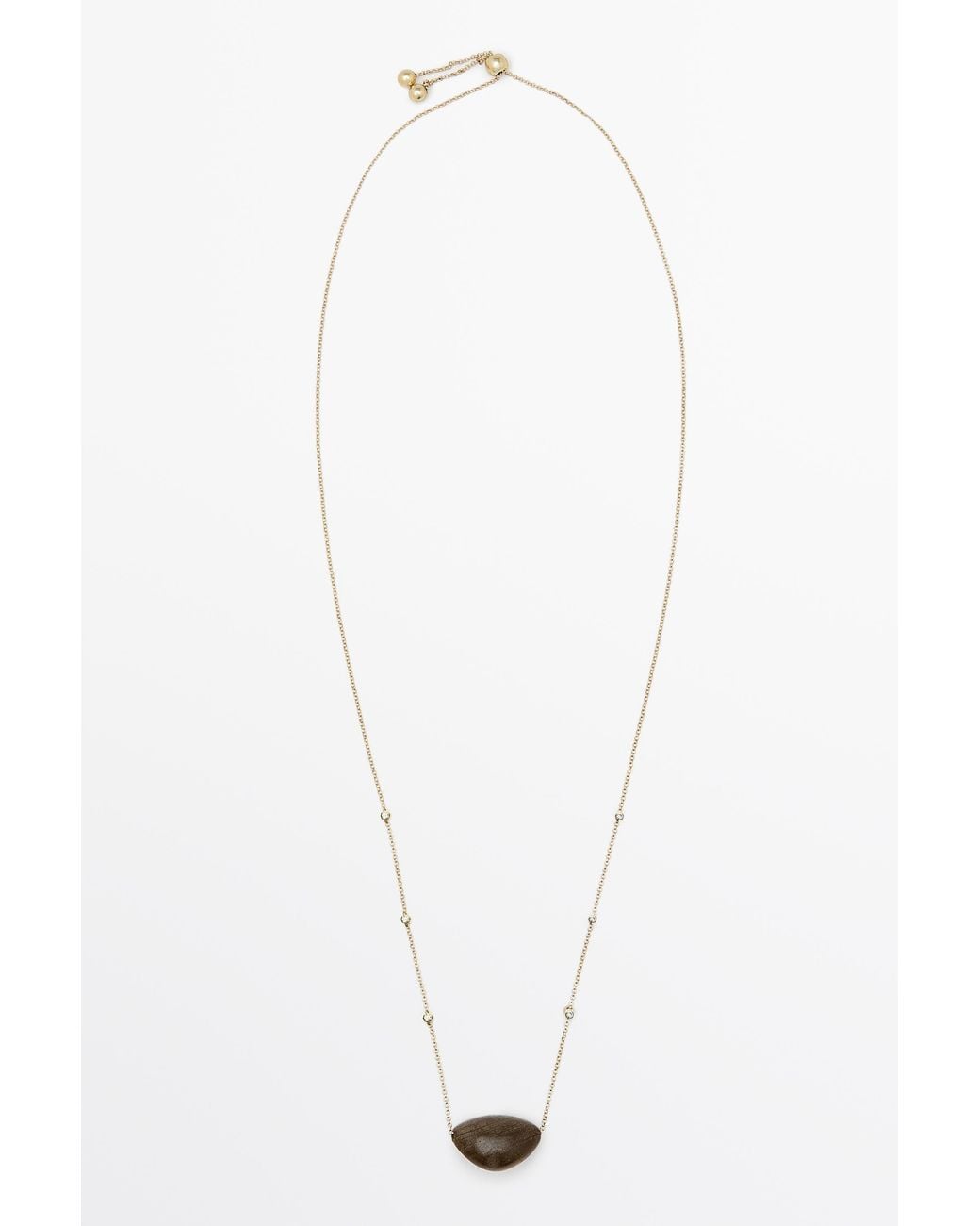 MASSIMO DUTTI White Long Necklace With Irregular Gem Chain