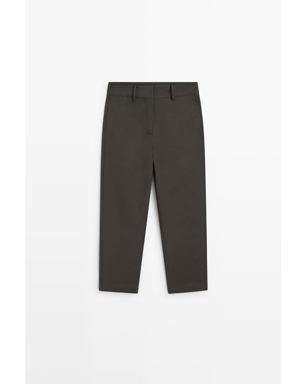 MASSIMO DUTTI Gray 100% Cotton Carrot Fit Pants