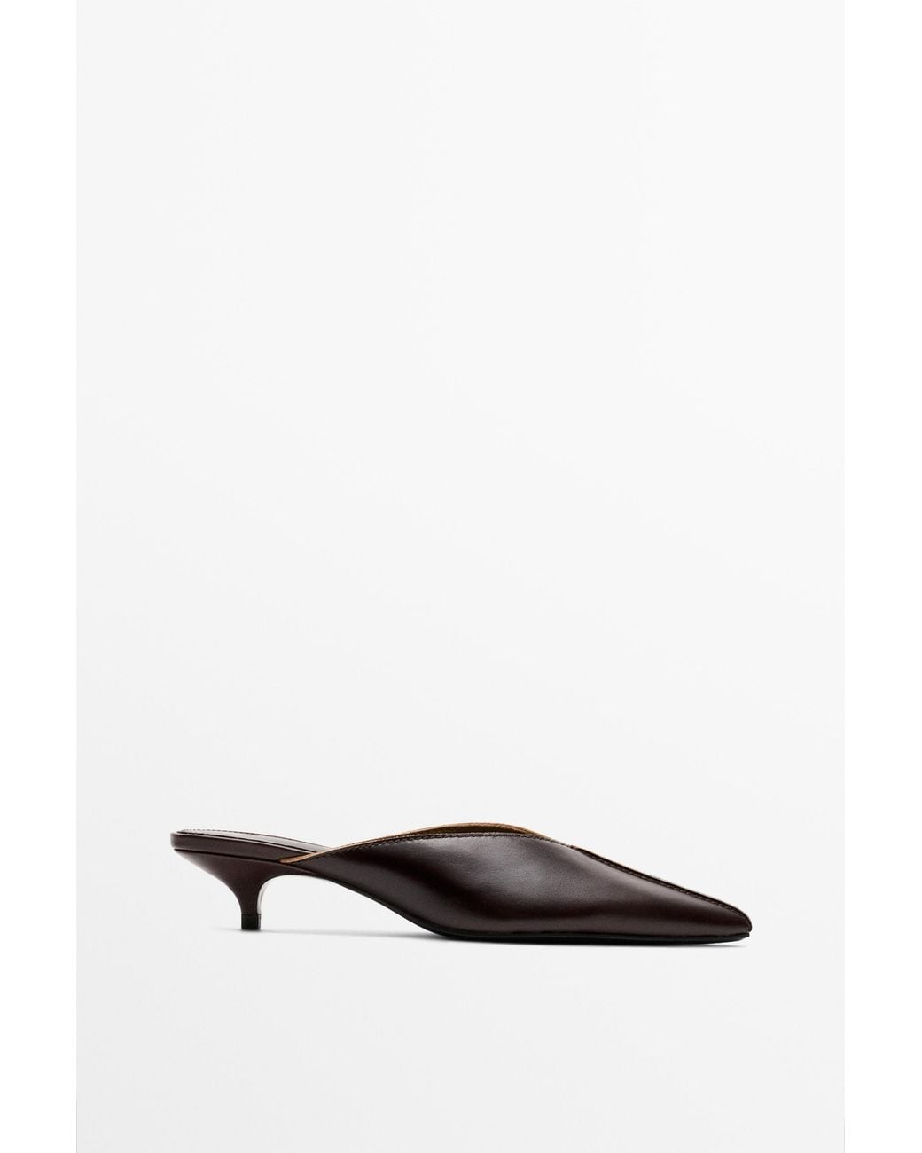 MASSIMO DUTTI Brown Heeled Mule Shoe