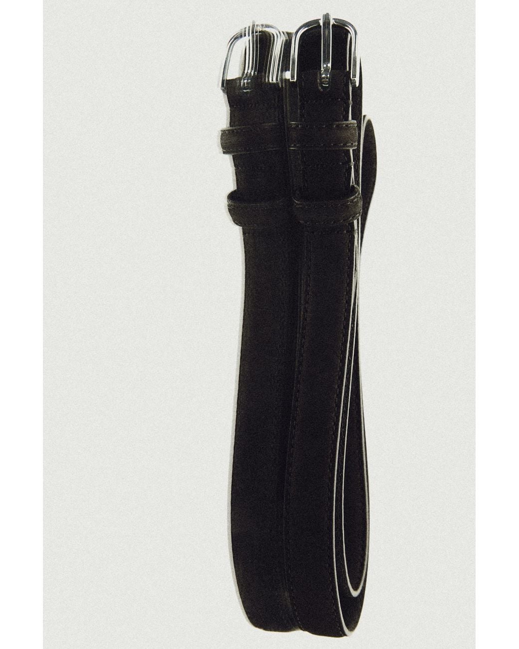 MASSIMO DUTTI Black Nubuck Leather Belt for men