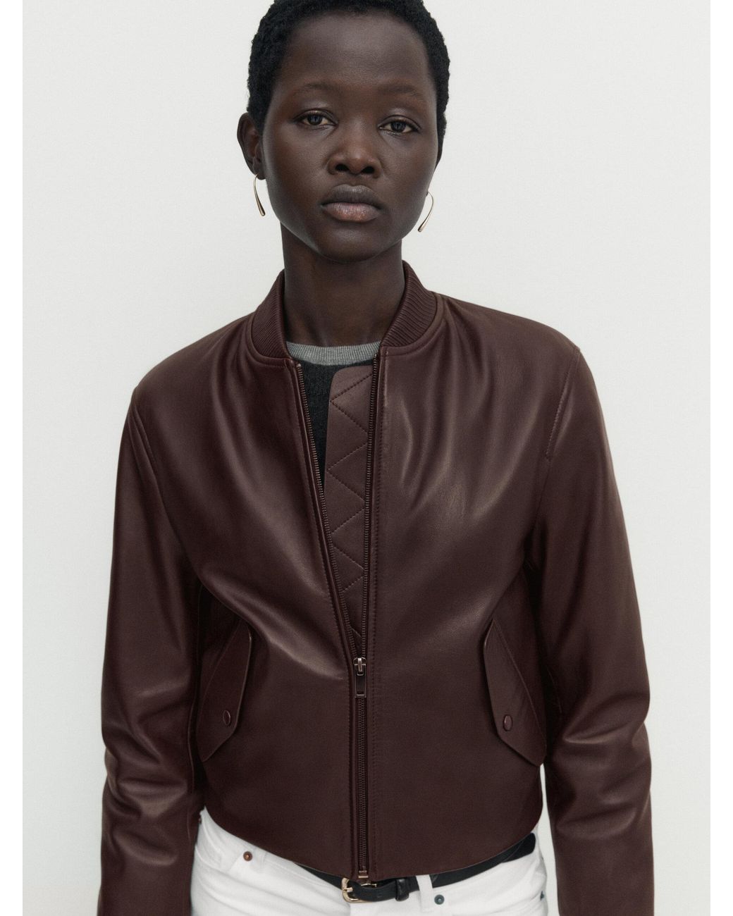 Massimo dutti top nappa leather jacket