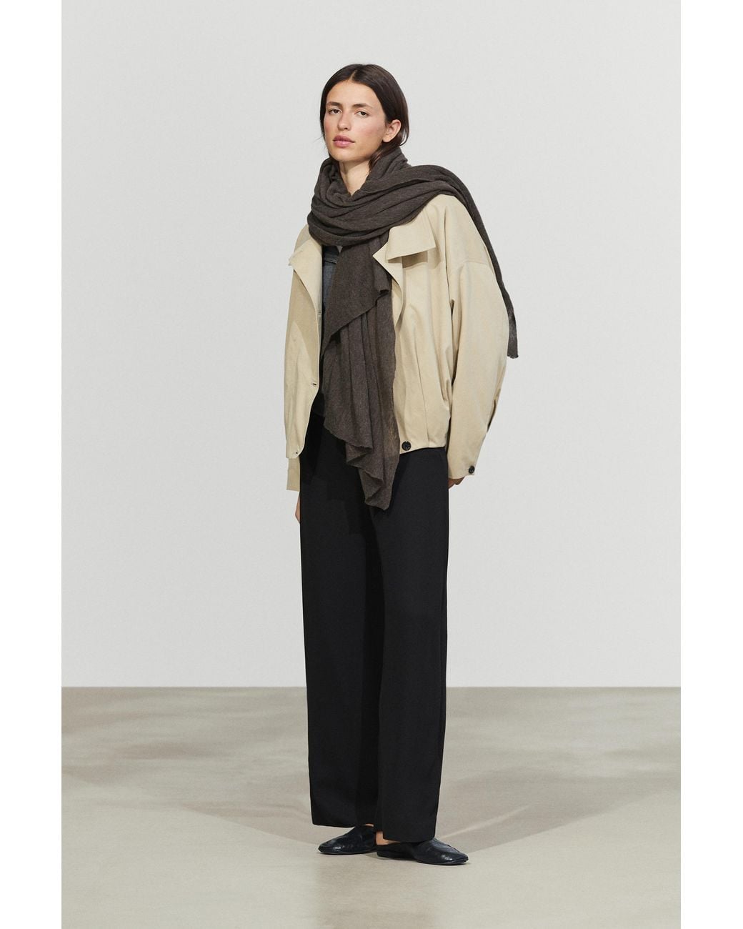 MASSIMO DUTTI Black 100% Cashmere Scarf