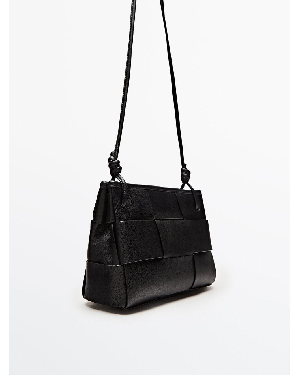 MASSIMO DUTTI Braided Leather Crossbody Bag in Black Lyst