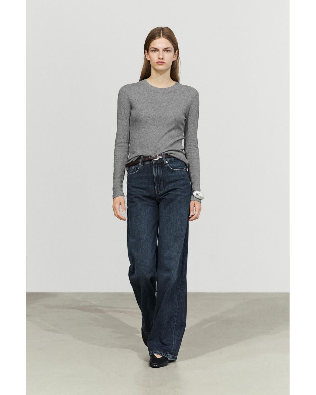 MASSIMO DUTTI Blue Cotton Blend Knit T-Shirt