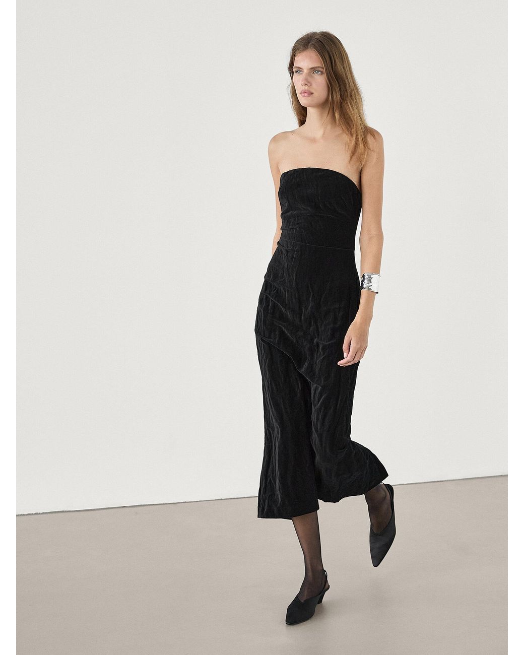 MASSIMO DUTTI Strapless Dress in Natural | Lyst UK