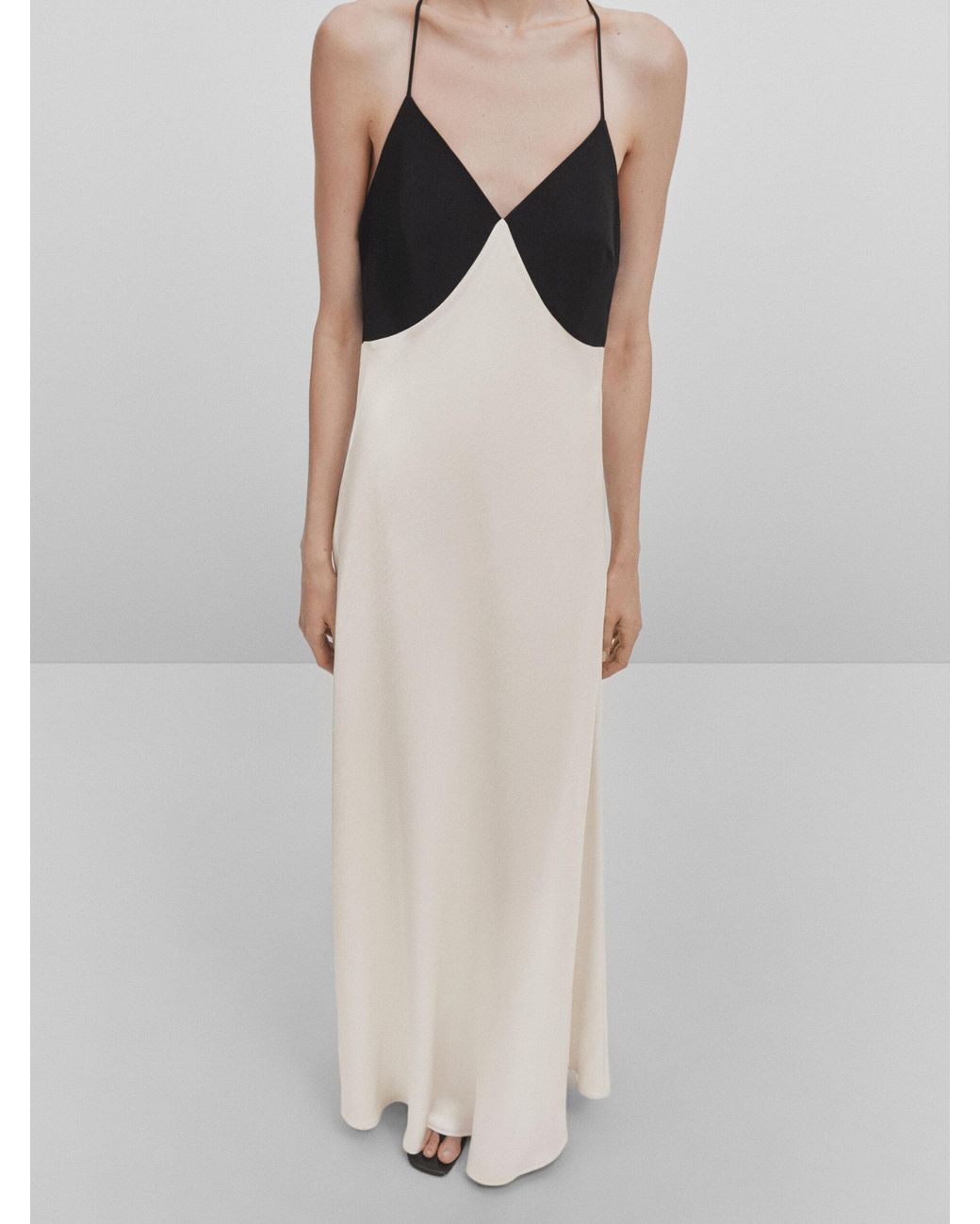 Massimo dutti black top and white dress