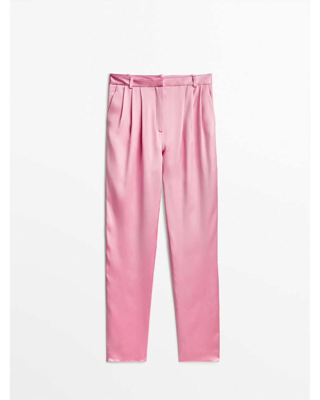 MASSIMO DUTTI Pink Satin Trousers -studio | Lyst