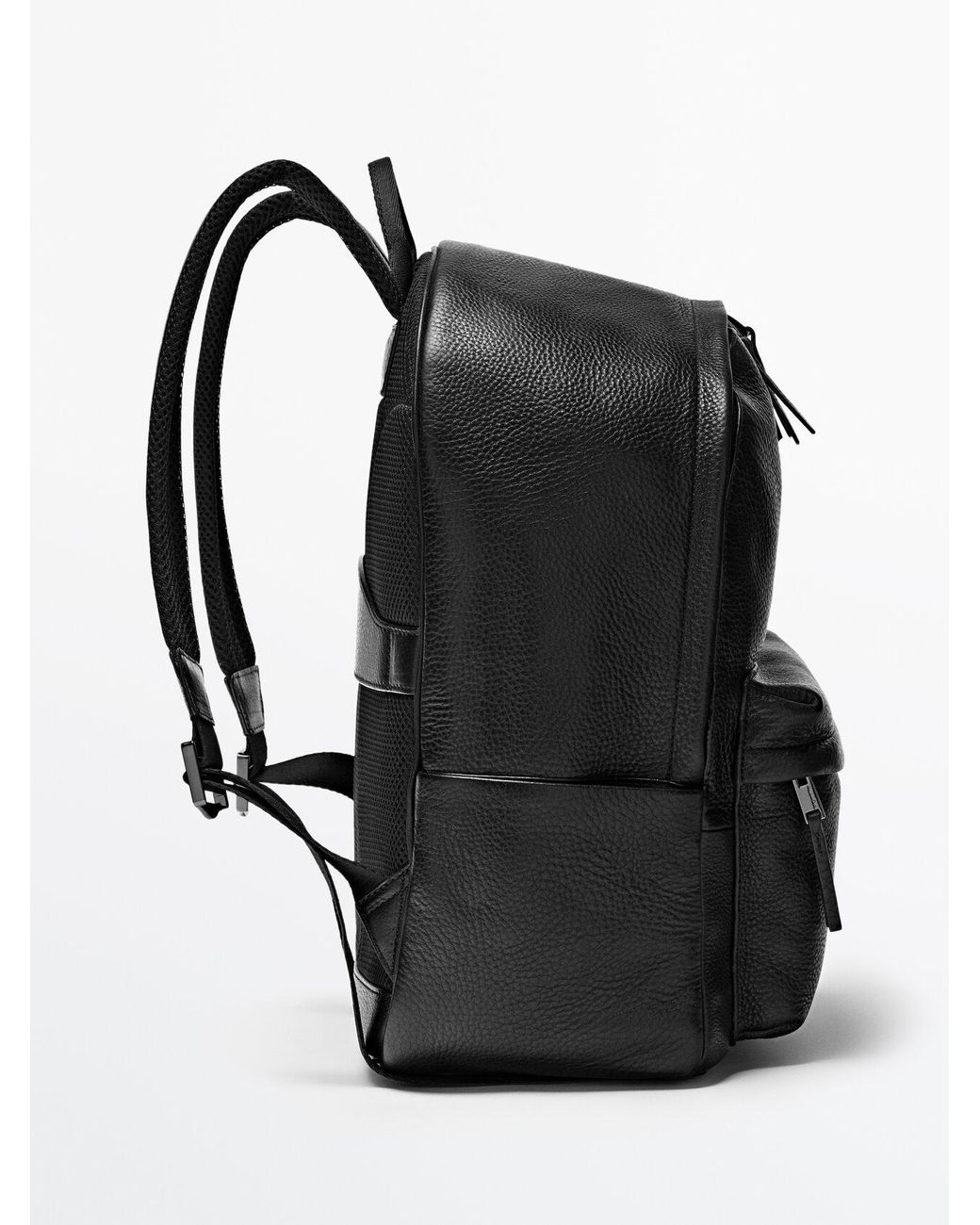 MASSIMO DUTTI Black Montana Leather Backpack for Men | Lyst