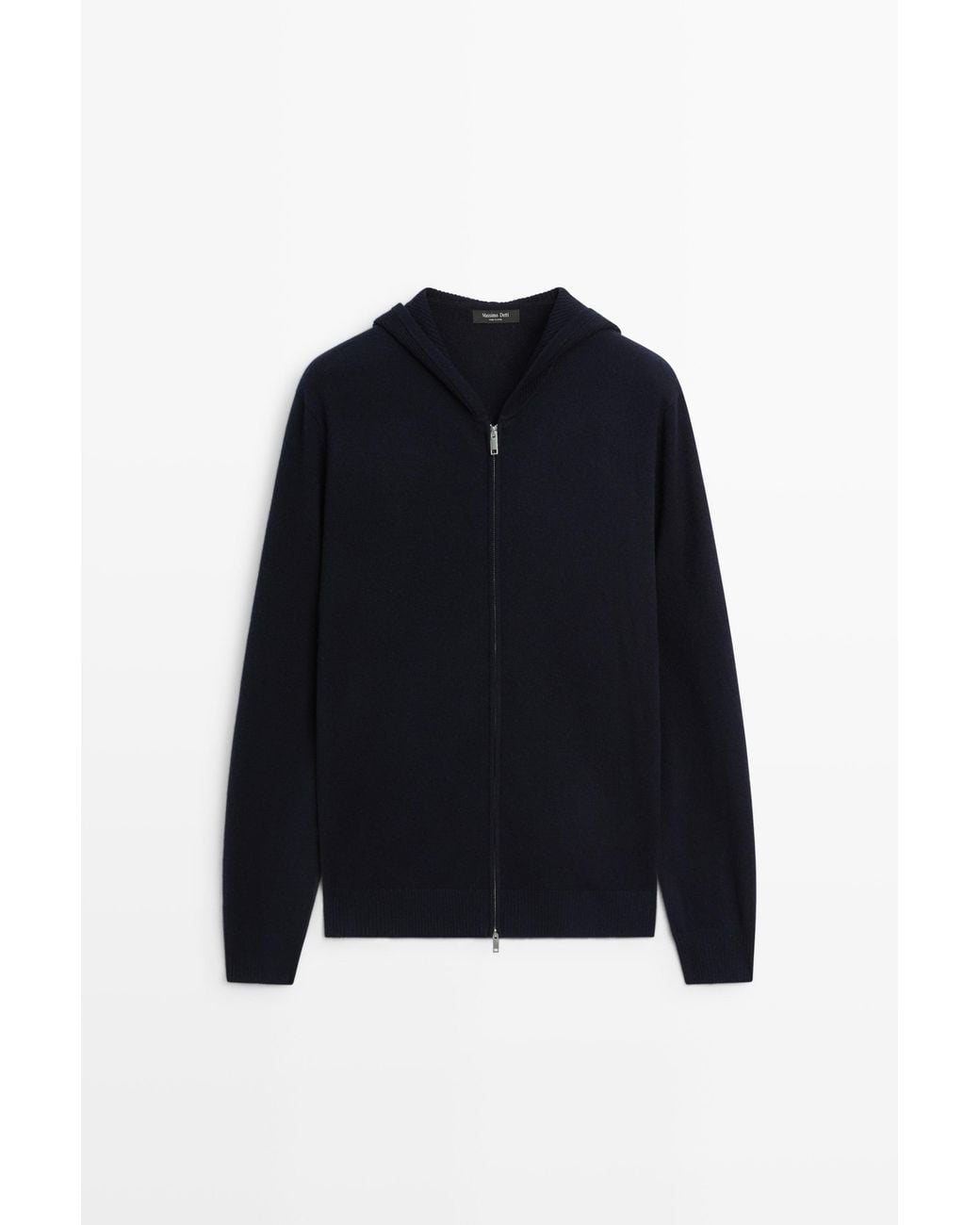 MASSIMO DUTTI Blue Wool Blend Knit Hood Cardigan for men