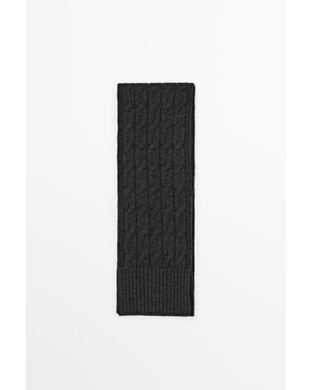 MASSIMO DUTTI Black Cable-Knit Wool And Cashmere Blend Scarf