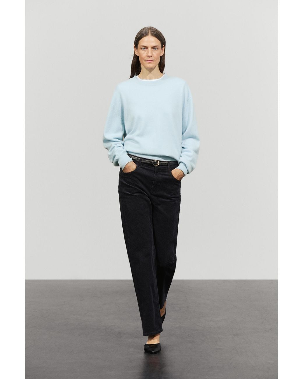 MASSIMO DUTTI Blue 100% Cashmere Long Sleeve Sweater