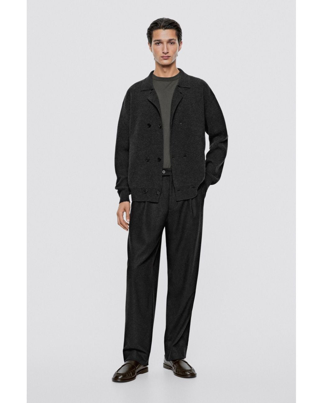 MASSIMO DUTTI Black Pleated Pants for men